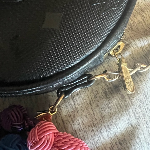 Vintage MCM Suzy Wong Mini Black Round Crossbody Bag with Colorful Tassels - Picture 7 of 7